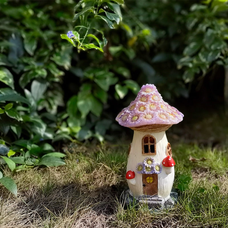 Mushroom House Resin Decoration Garden Courtyard Solar Light