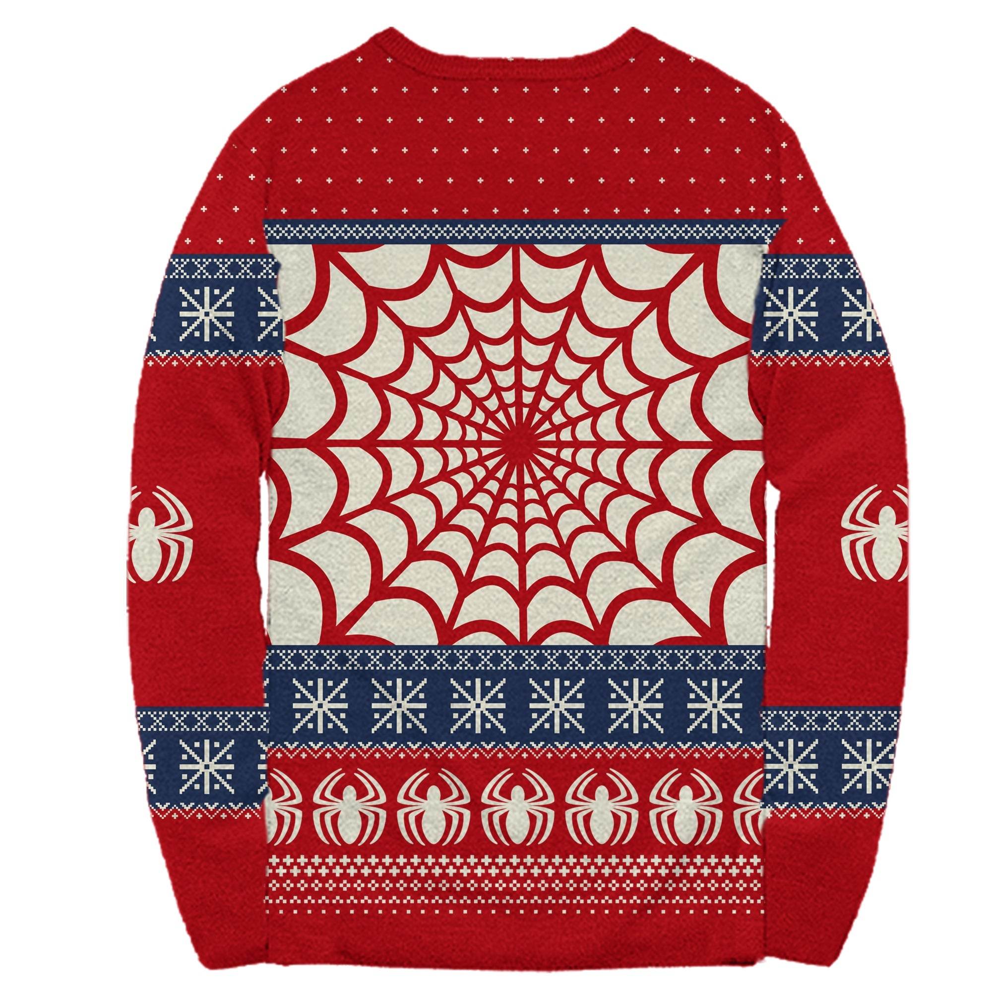 Marvel Spider-Man Symbol Offcially Licesned Adult Holiday Ugly Christmas Sweater - S