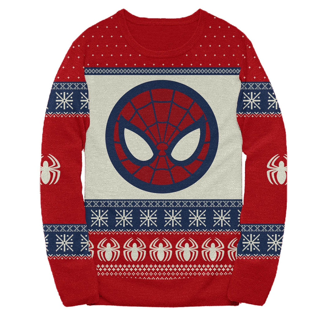 Marvel Spider-Man Symbol Offcially Licesned Adult Holiday Ugly Christmas Sweater - S