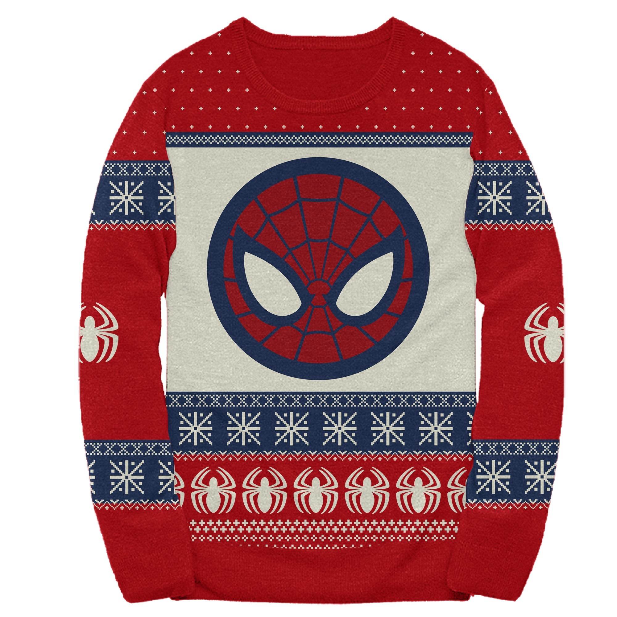 Marvel Spider-Man Symbol Offcially Licesned Adult Holiday Ugly Christmas Sweater - S