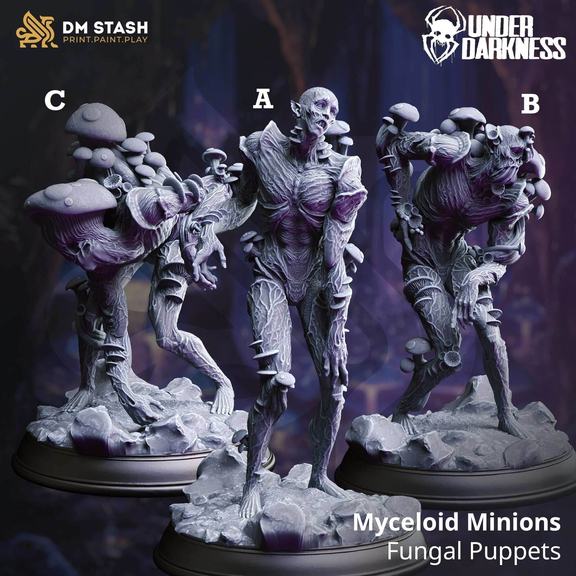 Myceloid Minions, Fungal Puppets (Drow Mushroom Zombies) - 32mm Scale / A