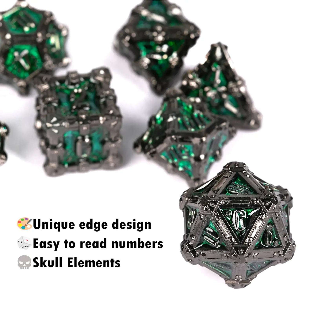 Mysterious dark gothic skeleton series metal dnd dice set