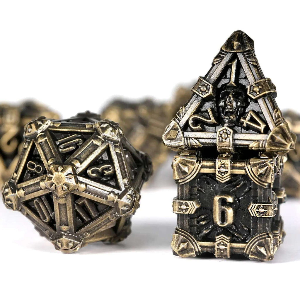 Mysterious dark gothic skeleton series metal dnd dice set