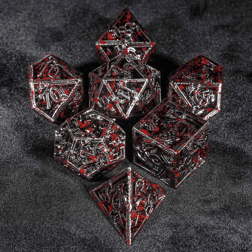 Mystic Wizard - Dark Skeleton Hand Metal DND Dice Set