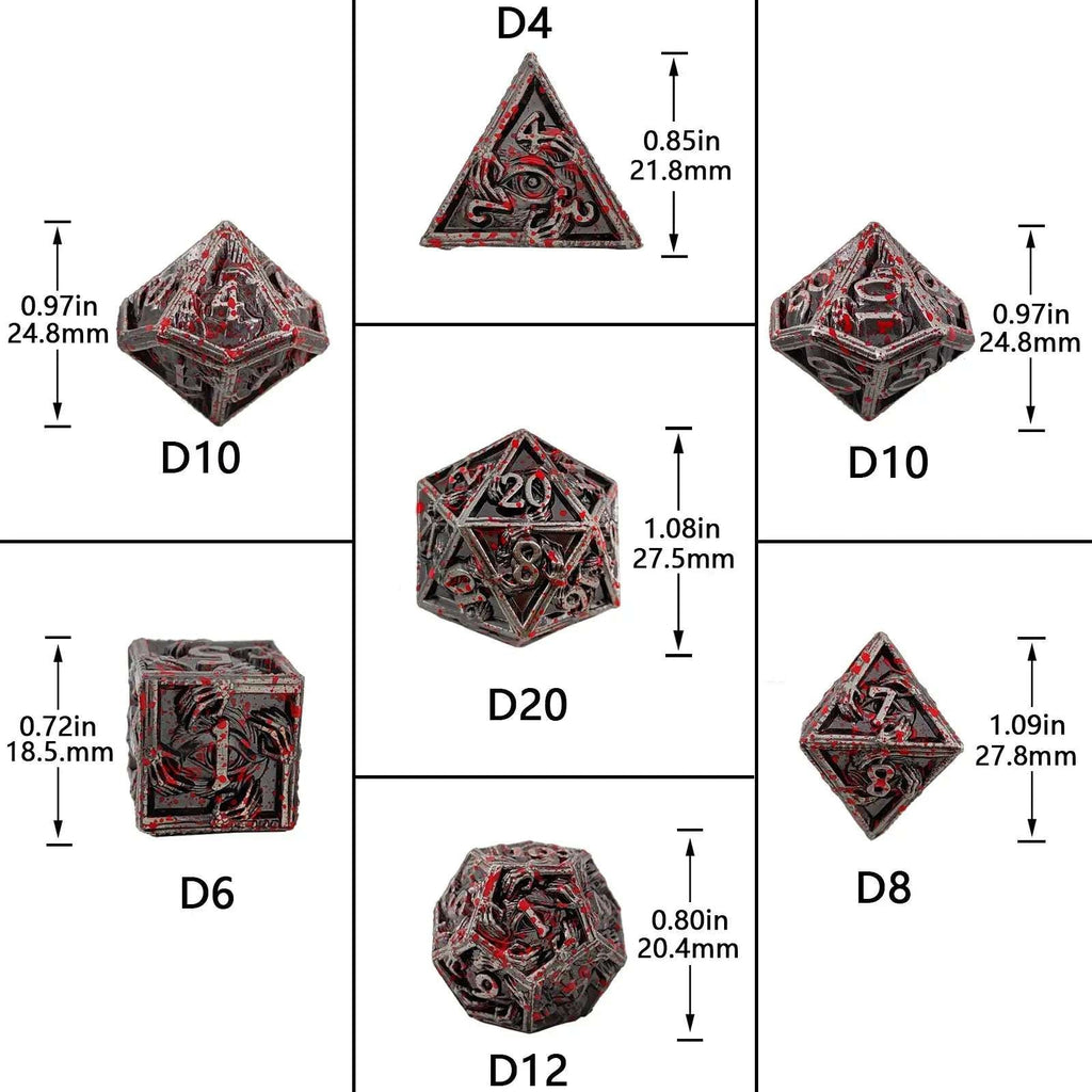Mystic Wizard - Dark Skeleton Hand Metal DND Dice Set