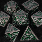 Mystic Wizard - Dark Skeleton Hand Metal DND Dice Set