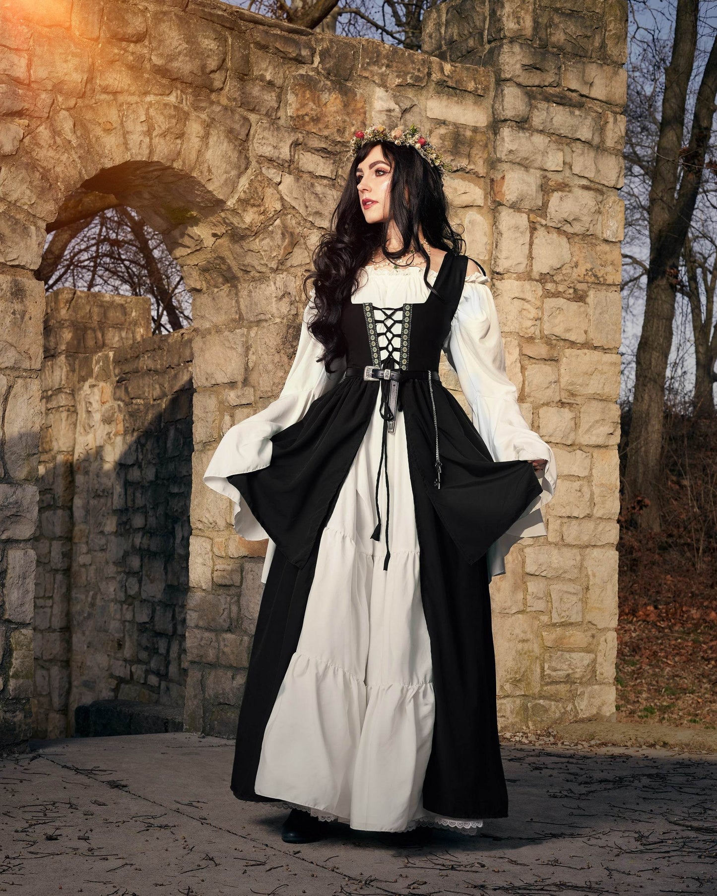Mythic Layered Medieval Renaissance Faire Costume Set - Black / XXS-XS