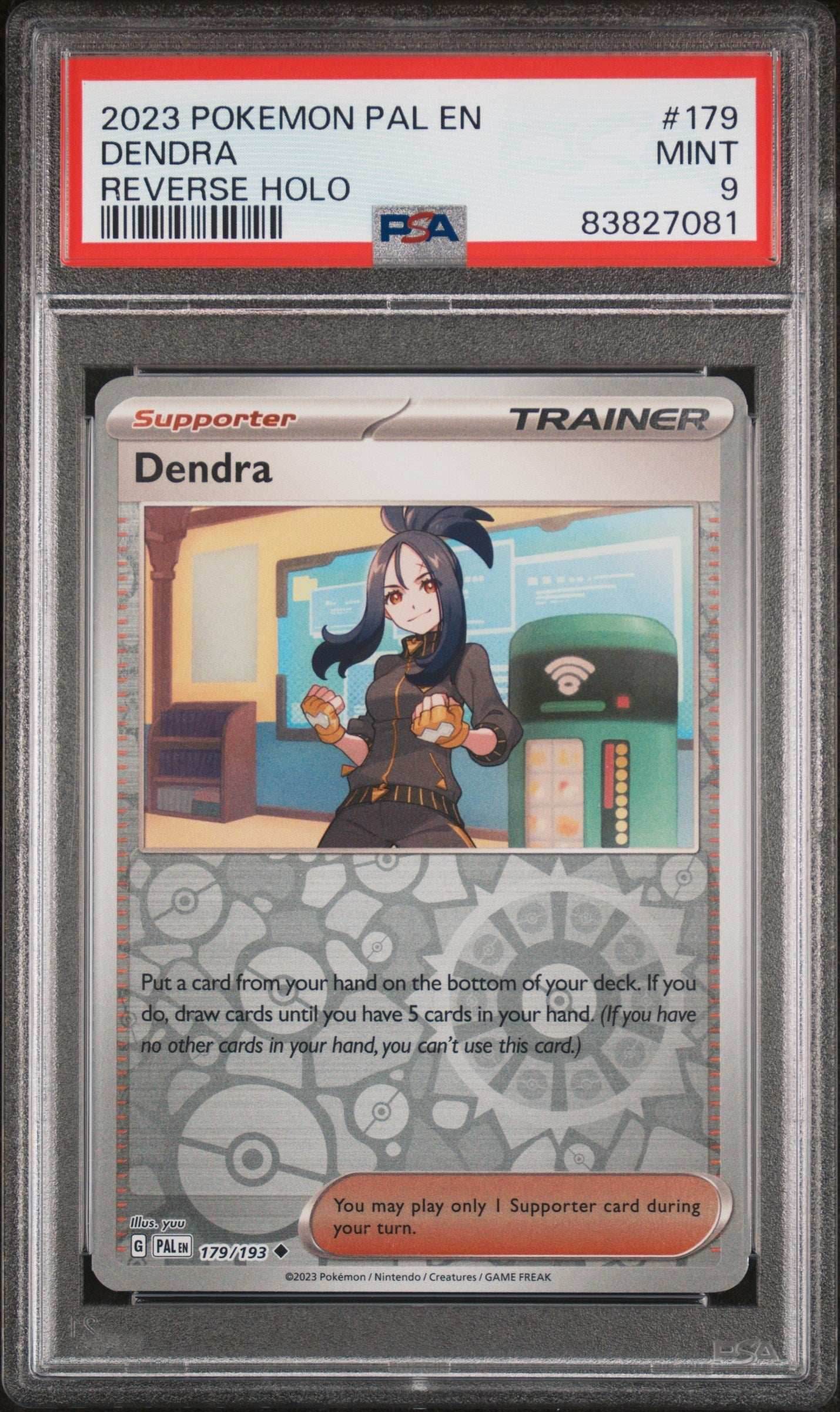2023 POKEMON PAL EN-PALDEA EVOLVED DENDRA REVERSE HOLO #179 PSA 9 - 
