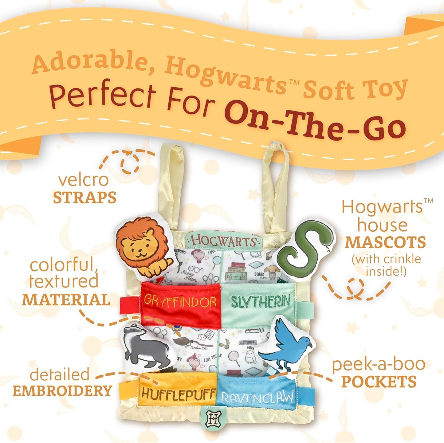 Harry Potter Hogwarts House Peek a Boo On The Go Activity Toy Lovey Security Blanket