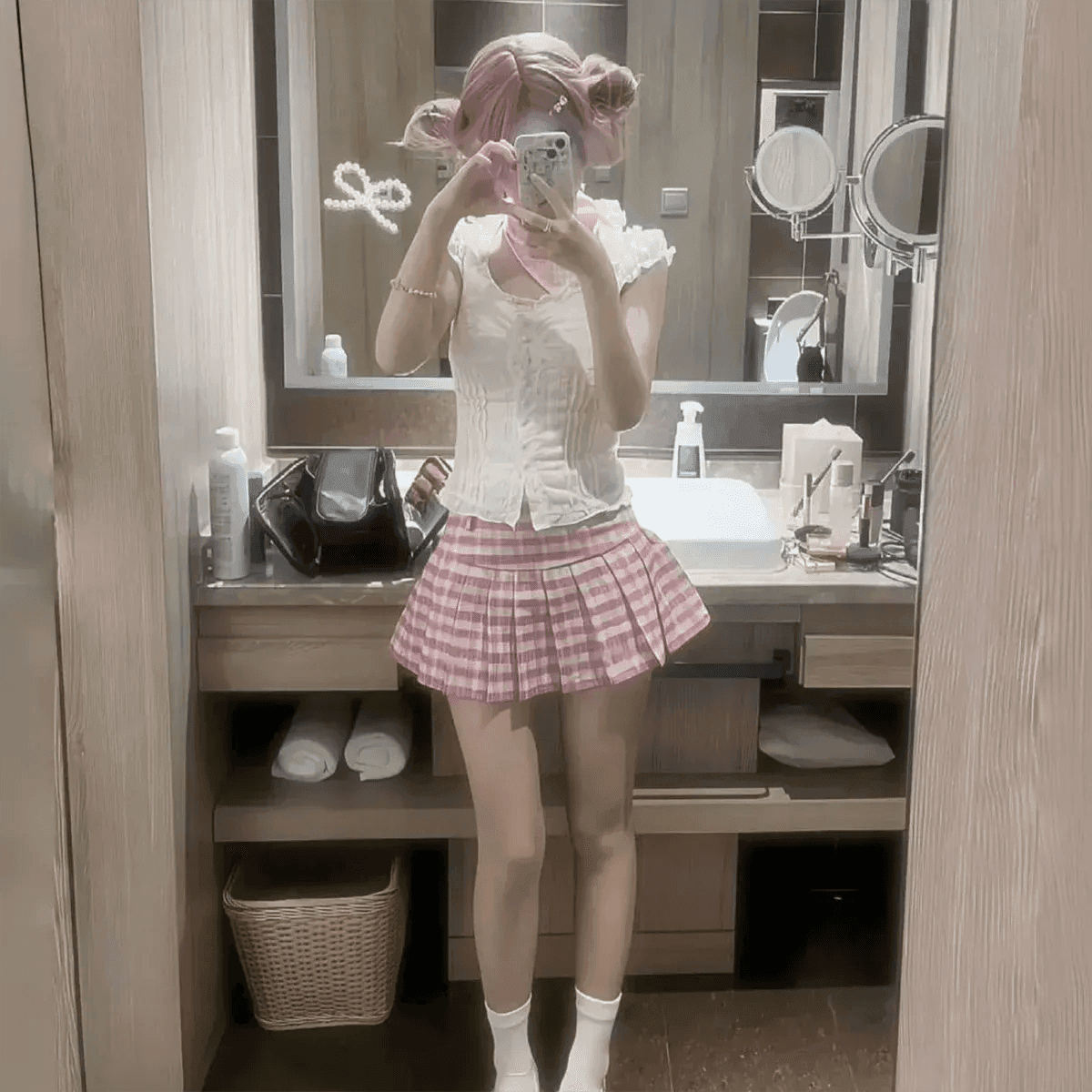 NANA Komatsu Cosplay Costume - Lolita Kawaii Pink Skirt Suit - Suit / XL
