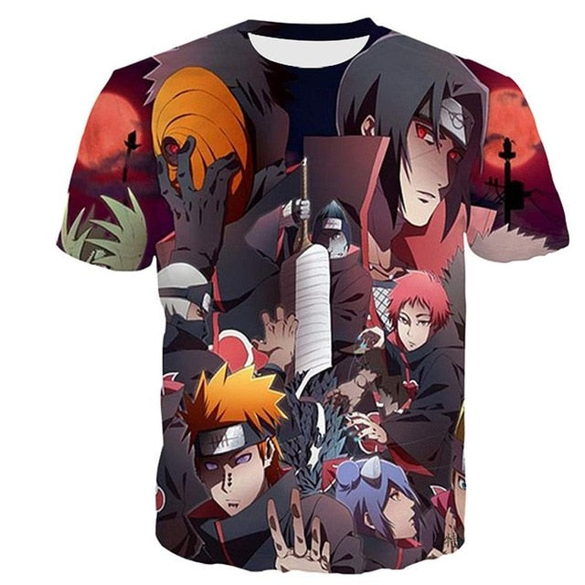 Naruto 3D T Shirt Men/women Uchiha Itachi Sasuke Kakashi Gaara Japan Anime Funny Tees Top Summer Fashion Tshirt Casual T-shirt