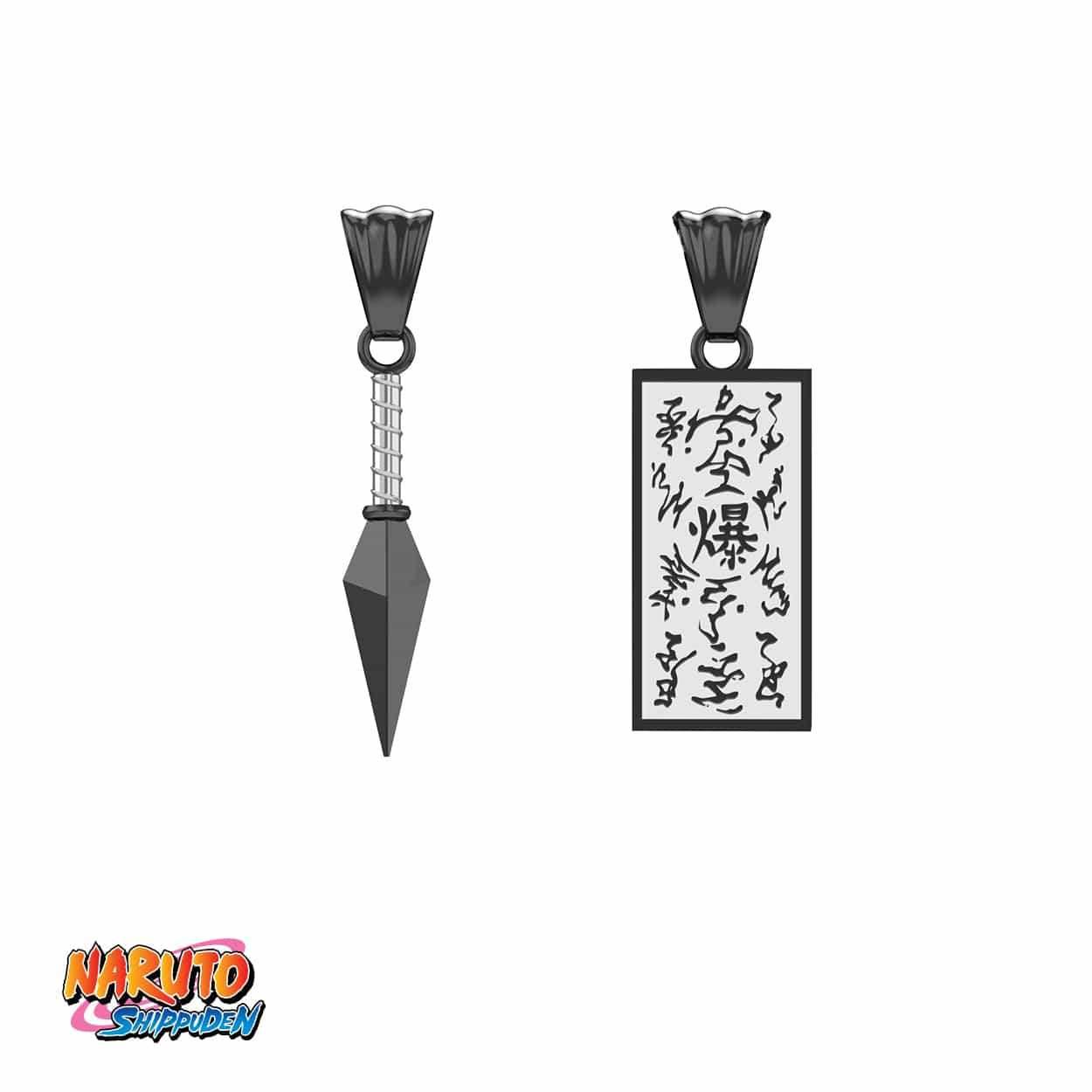 Naruto™ Paper Bomb Kunai Necklace - Black / Set - Kunai & Tag