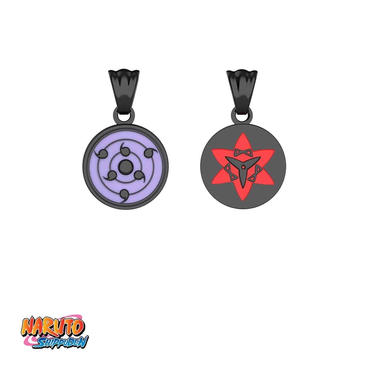 Naruto™ Most Powerful Eyes Necklace - Black / Set - Eternal Mangekyou & Rinnegan