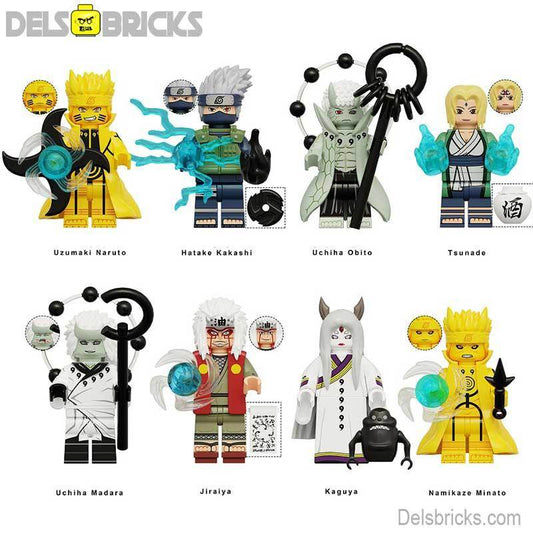 Naruto set of 8 Lego Anime Minifigures Custom Toys - 