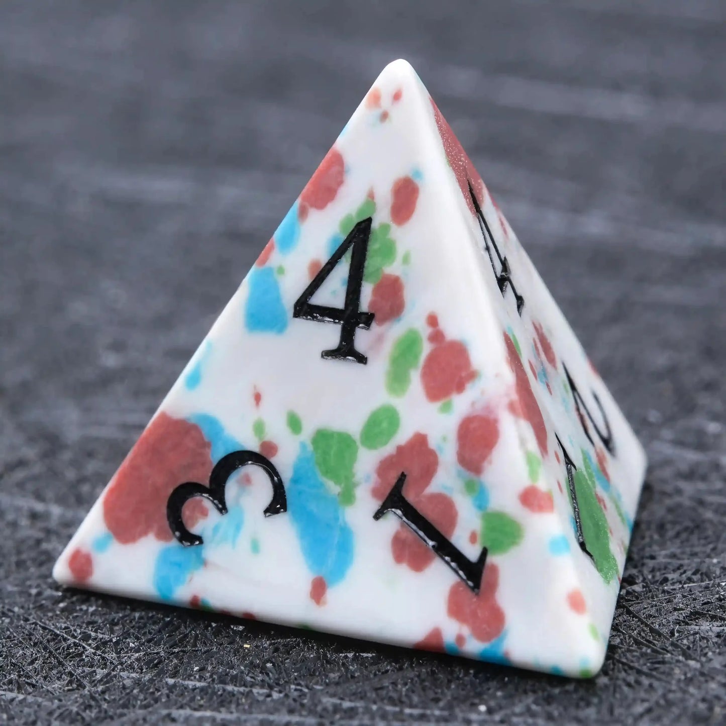 Natural color spotted gemstone DND dice set + black font