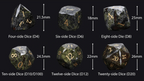 Natural Colored Ore Gemstone Dice Set | Diamond Cut Gold Engraving DND Board Game Dice