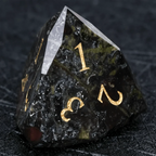 Natural Colored Ore Gemstone Dice Set | Diamond Cut Gold Engraving DND Board Game Dice