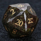 Natural Colored Ore Gemstone Dice Set | Diamond Cut Gold Engraving DND Board Game Dice