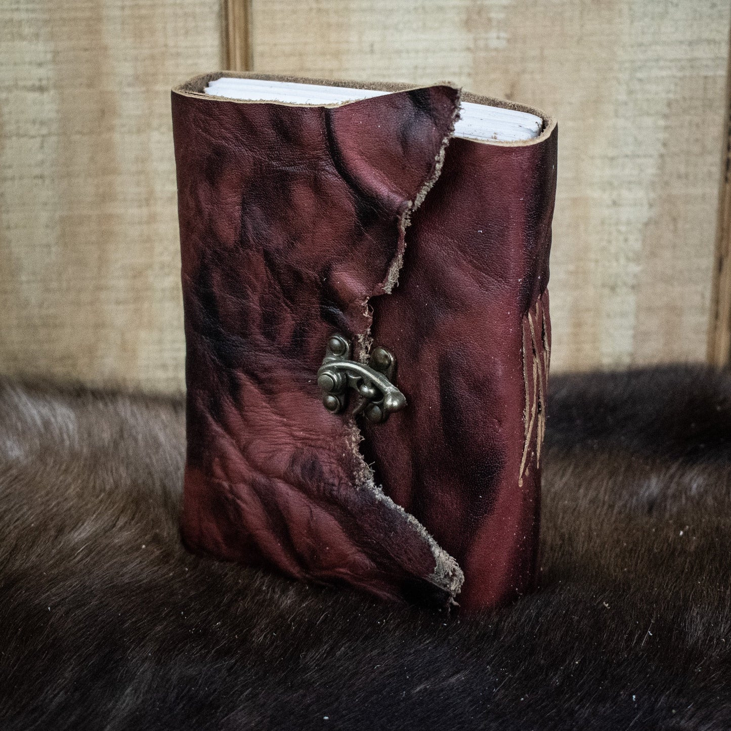 Natural Edge Crunched Cowhide Leather Journal