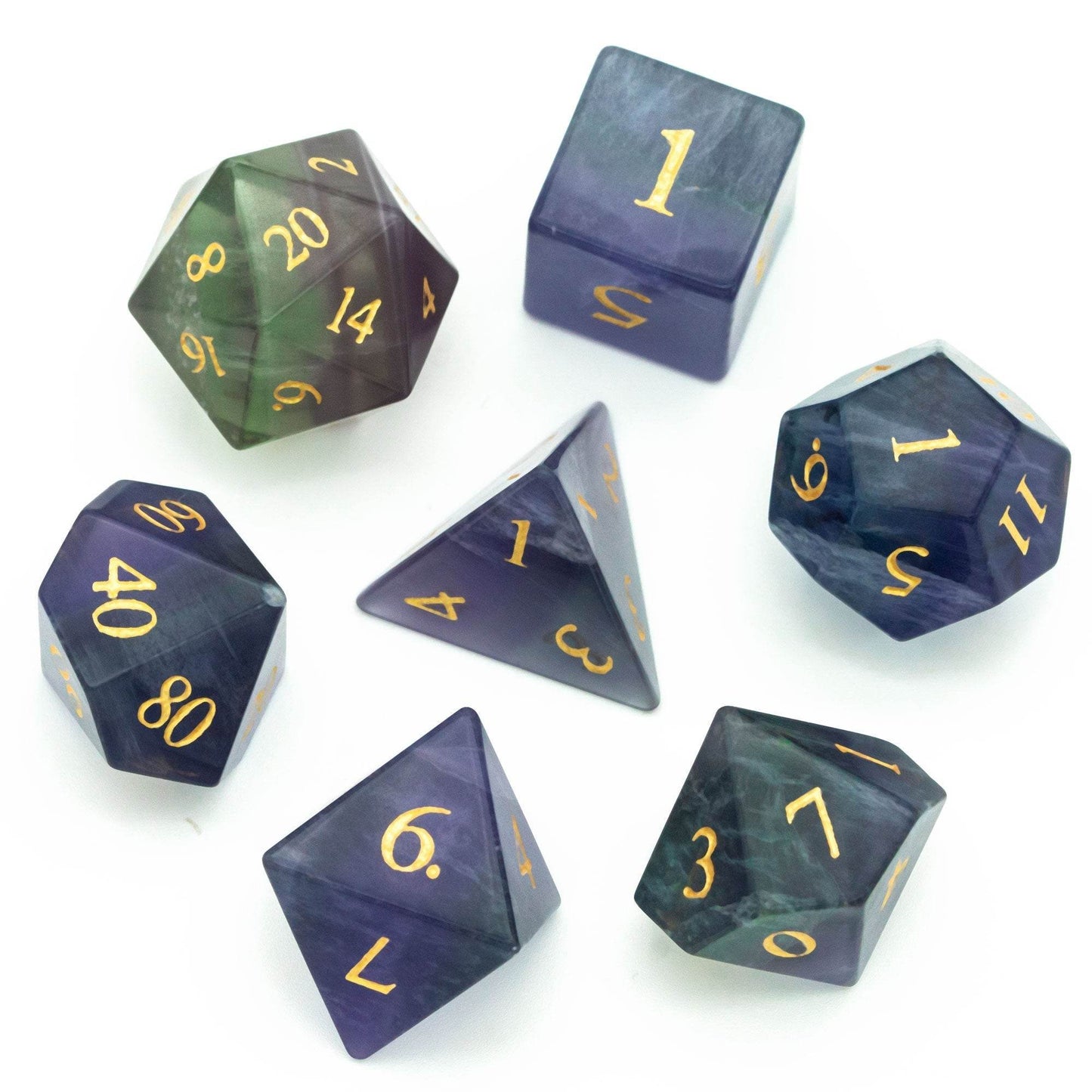Natural Fluorite Gemstone Dice Set - 