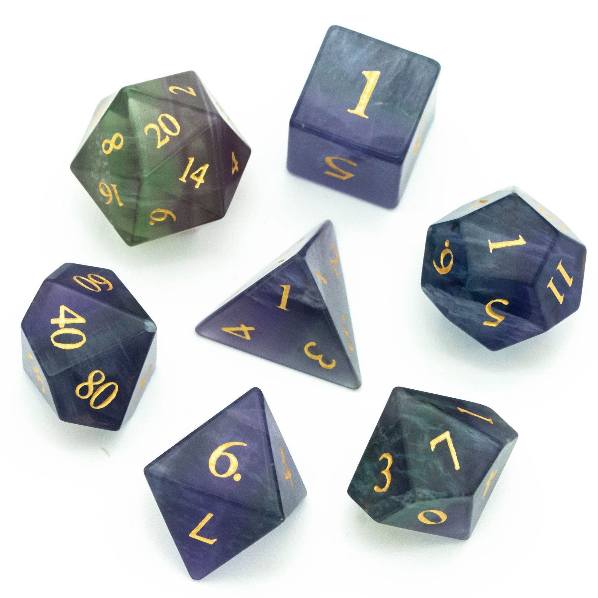 Natural Fluorite Gemstone Dice Set - 