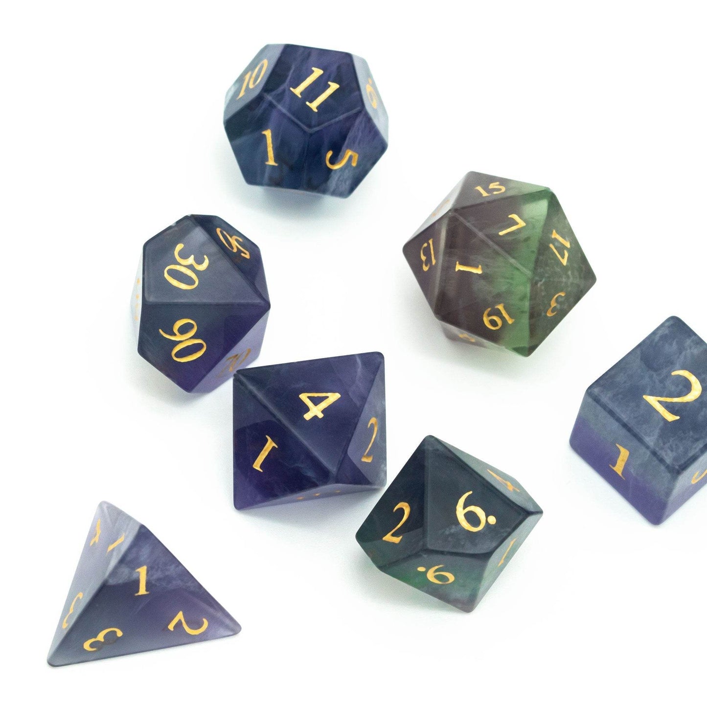 Natural Fluorite Gemstone Dice Set - 