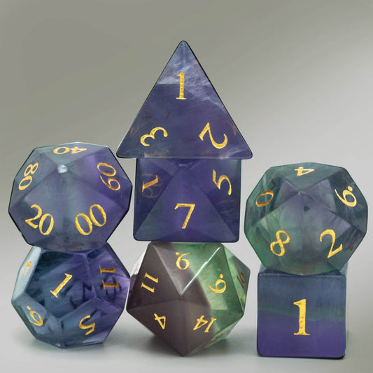 Natural Fluorite Gemstone Dice Set - 