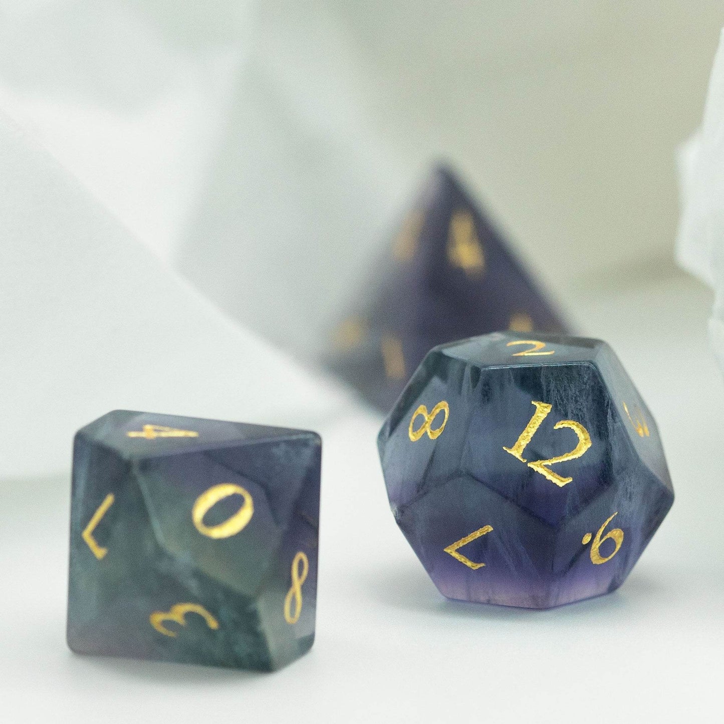 Natural Fluorite Gemstone Dice Set - 