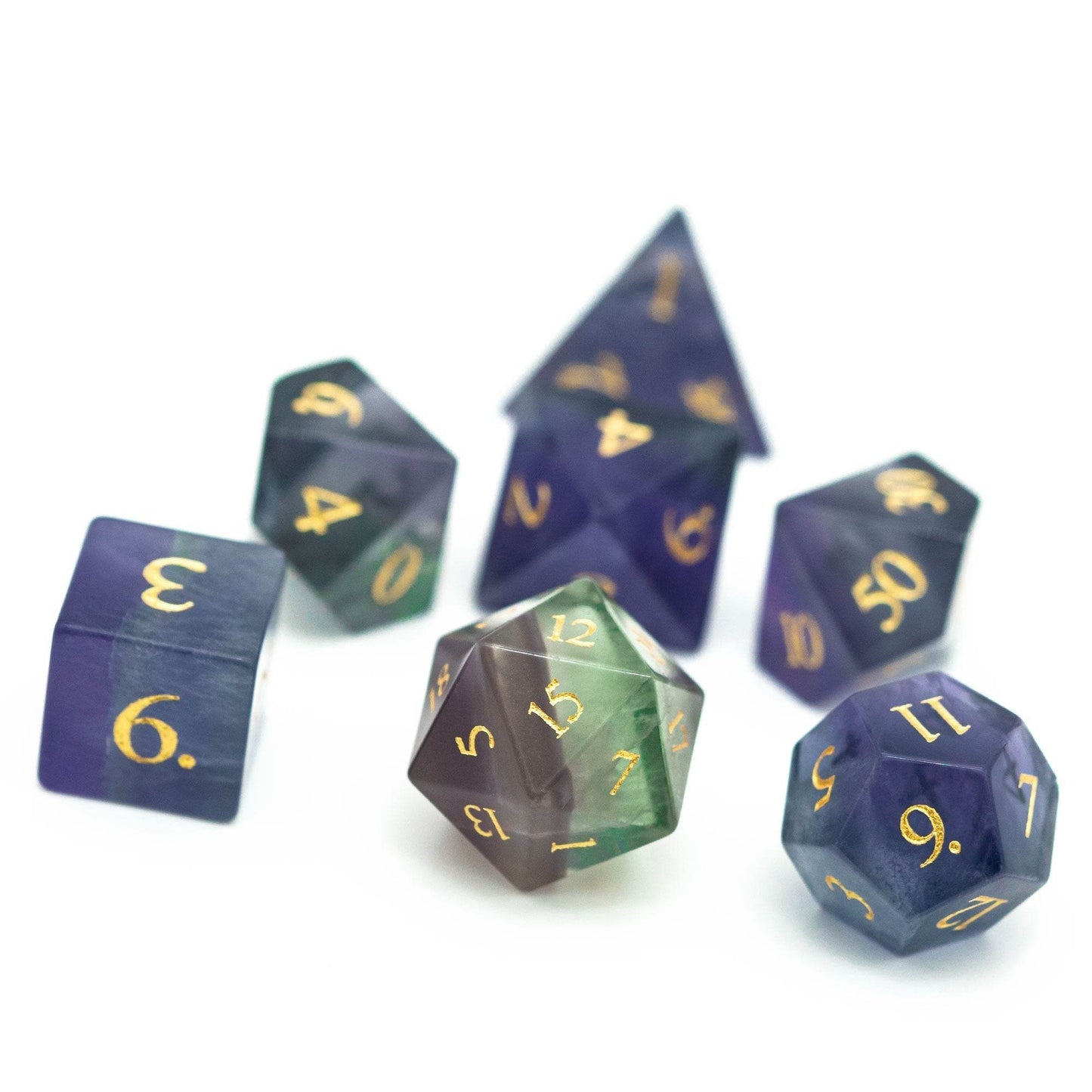 Natural Fluorite Gemstone Dice Set - 
