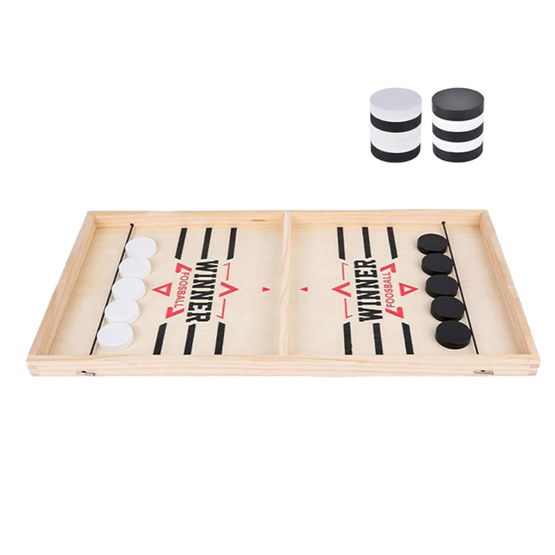 Natural Wood 2 Player Sling Puck Game Interactive Chess Toy Board