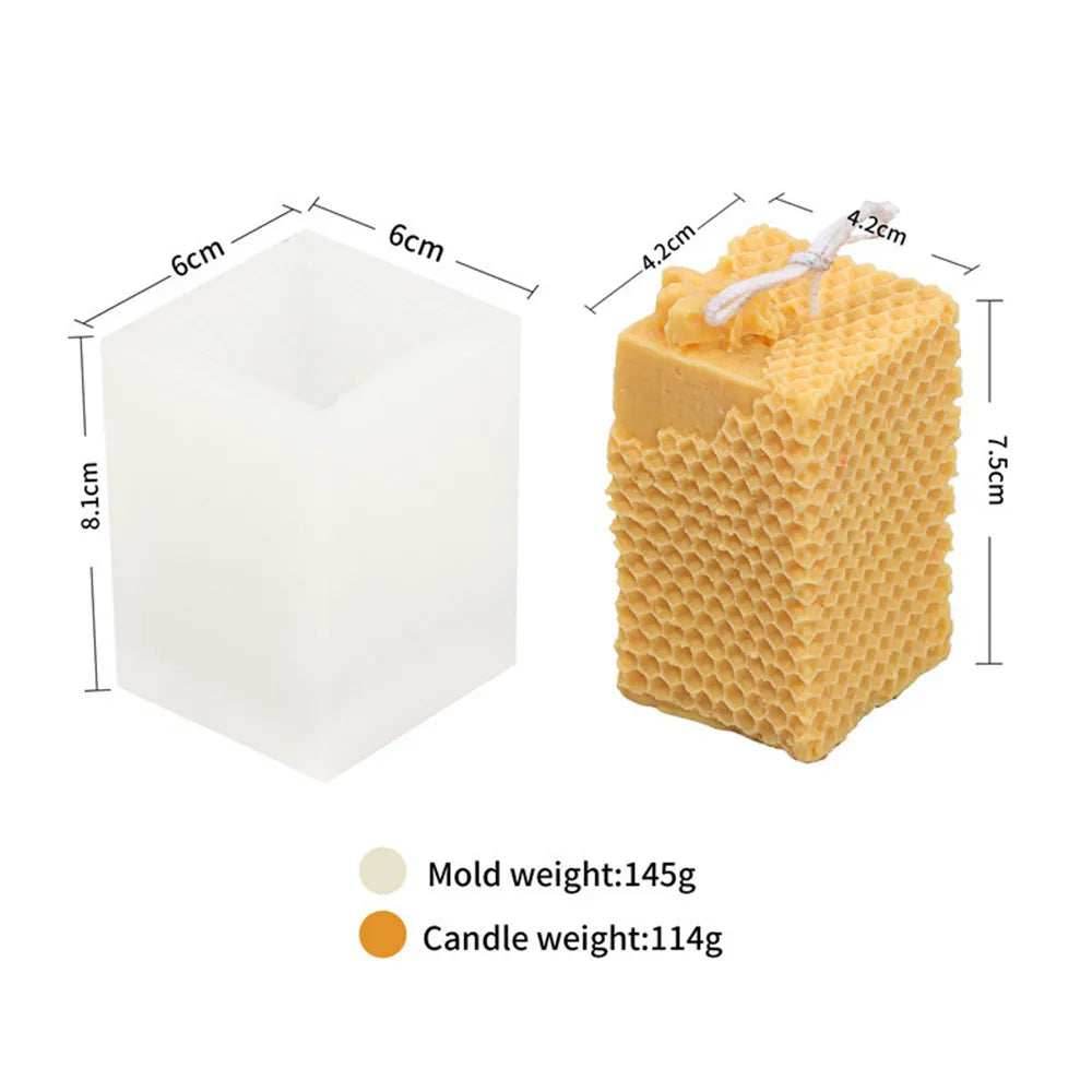 3D Honeycomb Beeswax Aromatherapy Handmade Candle With Mold - Squared