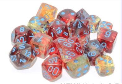 Nebula Primary/turquoise Luminary 7-Dice/16mm/12mm/30mm/Ten10's - 7-Dice Set