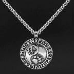 Vikings Runes Bear Paw Stainless Steel Necklace - Necklace with Pendant