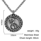 Vikings Runes Bear Paw Stainless Steel Necklace - Necklace with Pendant