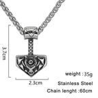 Vikings Nordic Thor Hammer Stainless Steel Necklace - Necklace with Pendant