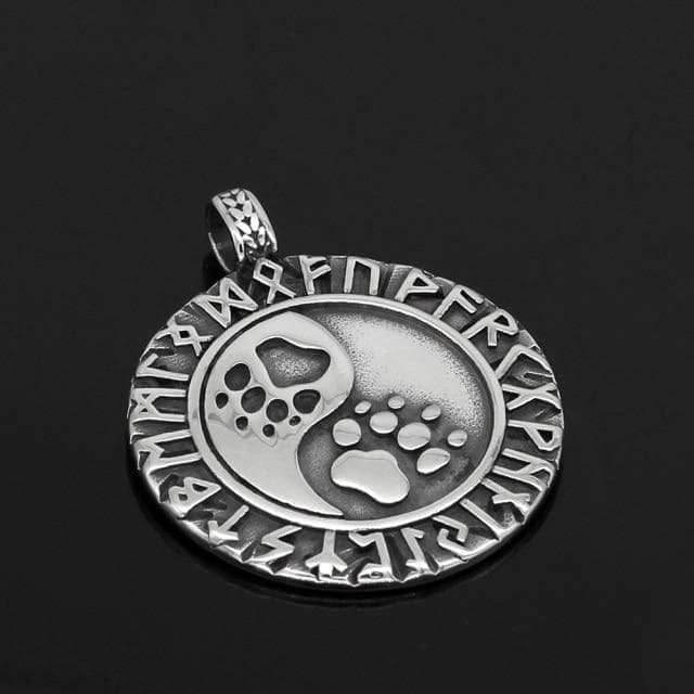Vikings Runes Bear Paw Stainless Steel Necklace - Pendant Only