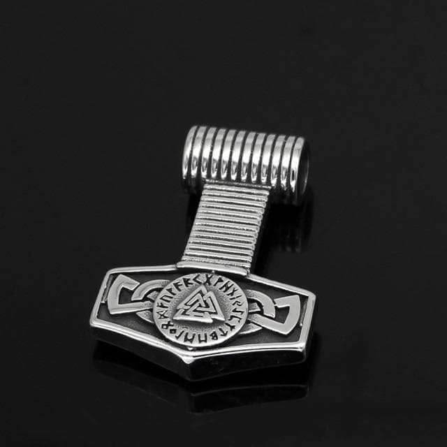 Vikings Hammer Valknut Stainless Steel Necklace - Pendant Only