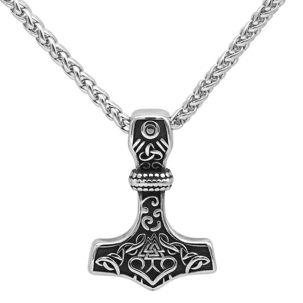 Vikings Mjolnir & Valknut Stainless Steel Necklace - Necklace with Pendant