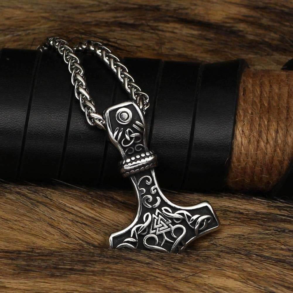 Vikings Mjolnir & Valknut Stainless Steel Necklace - Necklace with Pendant
