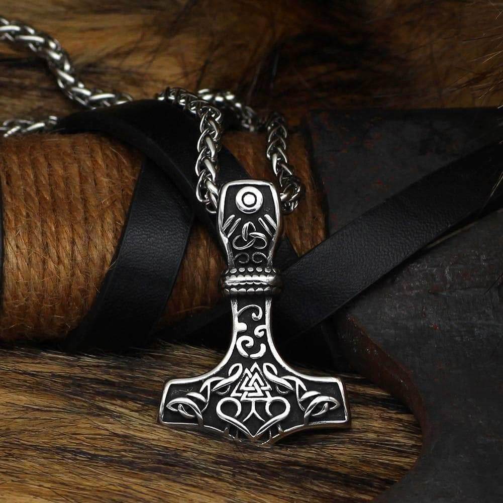 Vikings Mjolnir & Valknut Stainless Steel Necklace - Necklace with Pendant