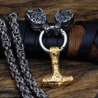 Vikings Wolf Hammer Massive Stainless Steel Chain - Gold Plated / 50 CM | 20 Inches