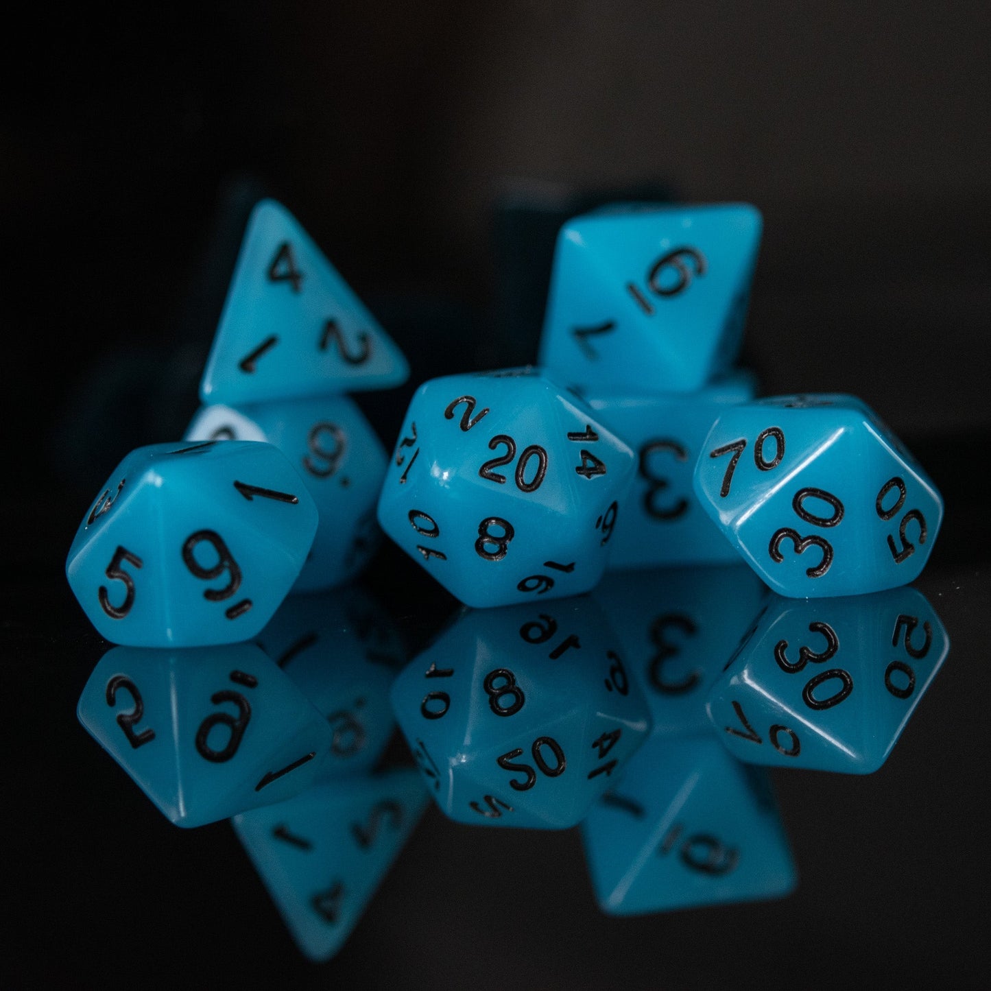 Neon Blue Acrylic Dice Set