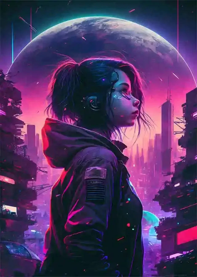 Neon Cyberpunk Dream Future City Poster Aesthetic Wall Art Anime Girl Car Canvas Print Home Decor Kawaii Gaming Room Decoration