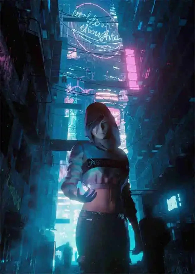 Neon Cyberpunk Dream Future City Poster Aesthetic Wall Art Anime Girl Car Canvas Print Home Decor Kawaii Gaming Room Decoration