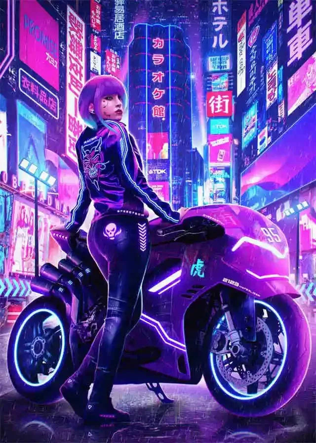 Neon Cyberpunk Dream Future City Poster Aesthetic Wall Art Anime Girl Car Canvas Print Home Decor Kawaii Gaming Room Decoration