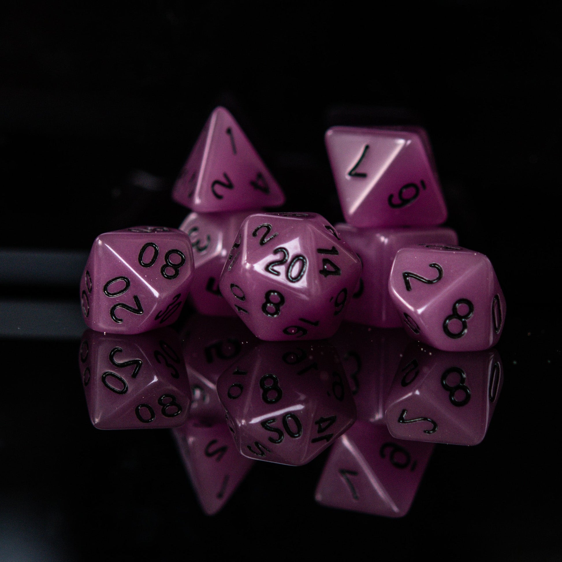 Neon Purple Acrylic Dice Set