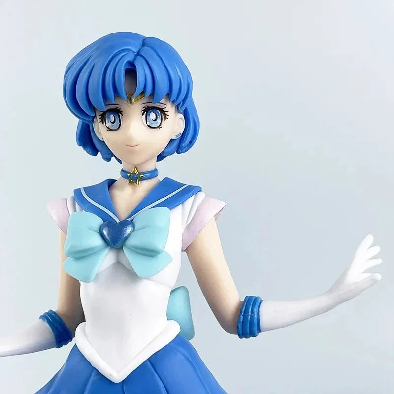 New 2pcs/lot Anime Sailor Moon Figure Sailor Mars Sailor Mercury Action Figures Hand Made Toy Kawaii Model Ornaments Gift 22cm