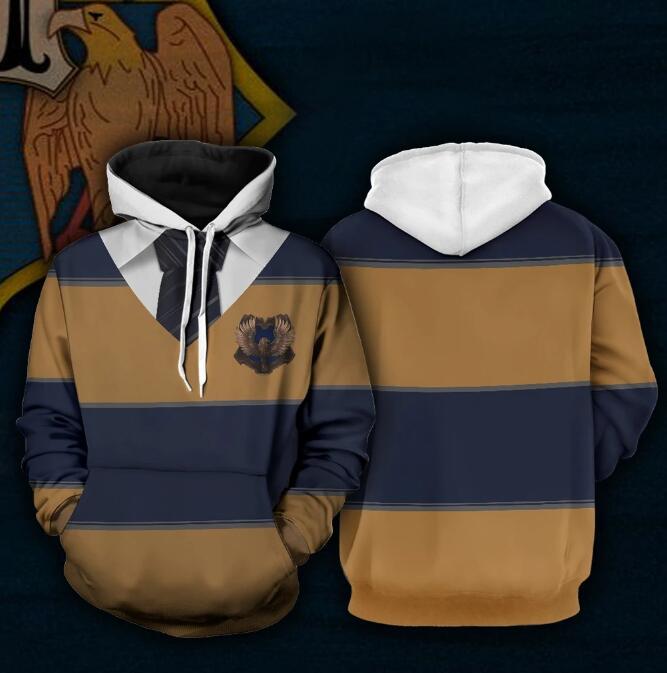 New 3D Digital Cool Harry Potter Striped Hoodie Trendy Casual Loose Hooded Sweater