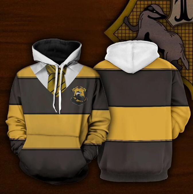 New 3D Digital Cool Harry Potter Striped Hoodie Trendy Casual Loose Hooded Sweater