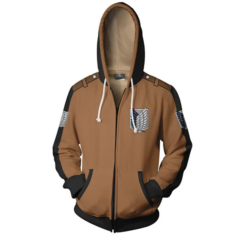 New Anime Attack On Titan hoodie jacket Shingeki no Kyojin Legion Eren cosplay costume Sweatshirts Zipper Hoodies Plus size 5XL